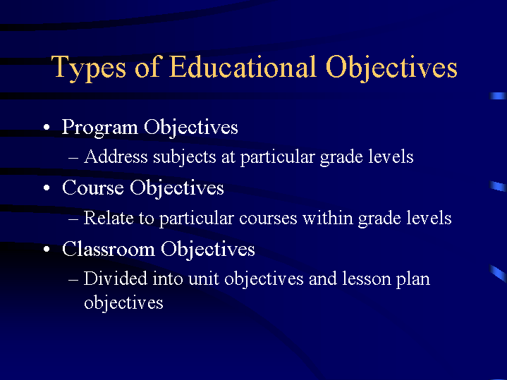 Types Of Educational Objectives